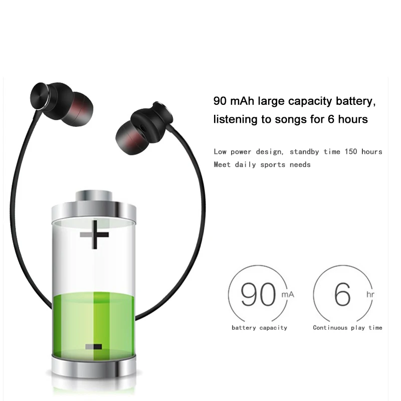 Магнитное притяжение Bluetooth наушники гарнитура водонепроницаемые спортивные 4 1 с