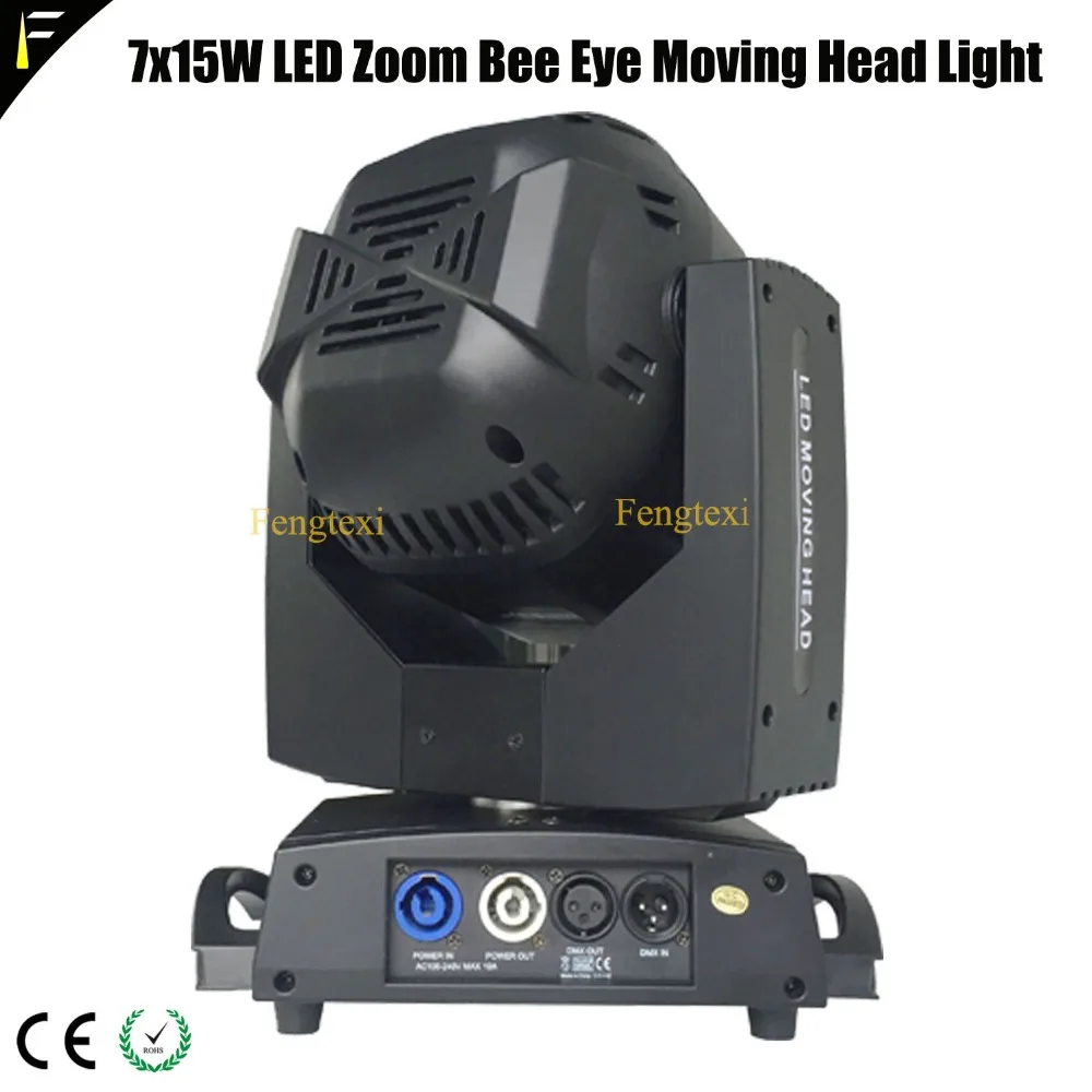 Led Zoom Bee Eye Moving Head Light 7x15 Вт RGBW 4в1 специальный сценический свет 4 60 градусов DMX512 Disco