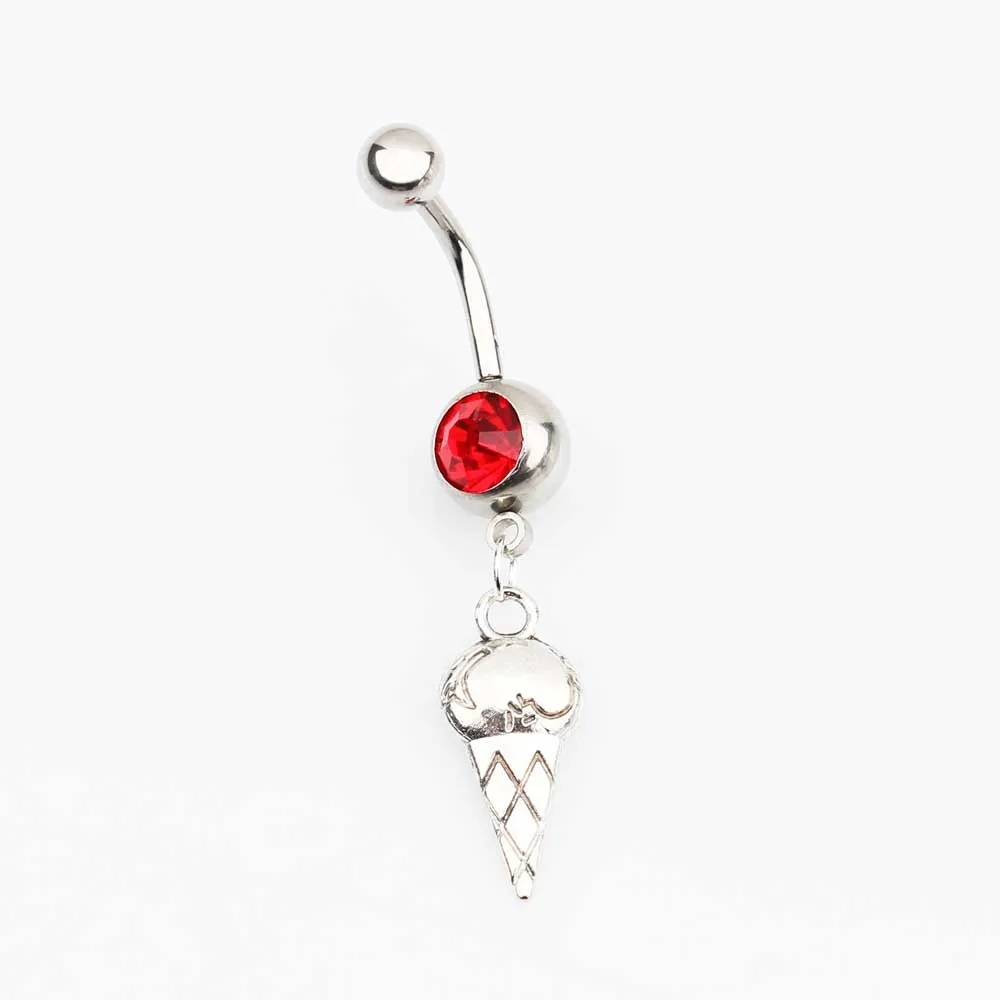 New Summer Ice Cream Navel Nail Cute Body Piercing Crystal Dangle Belly Button Ring Bar Women Girls Jewelry | Украшения и