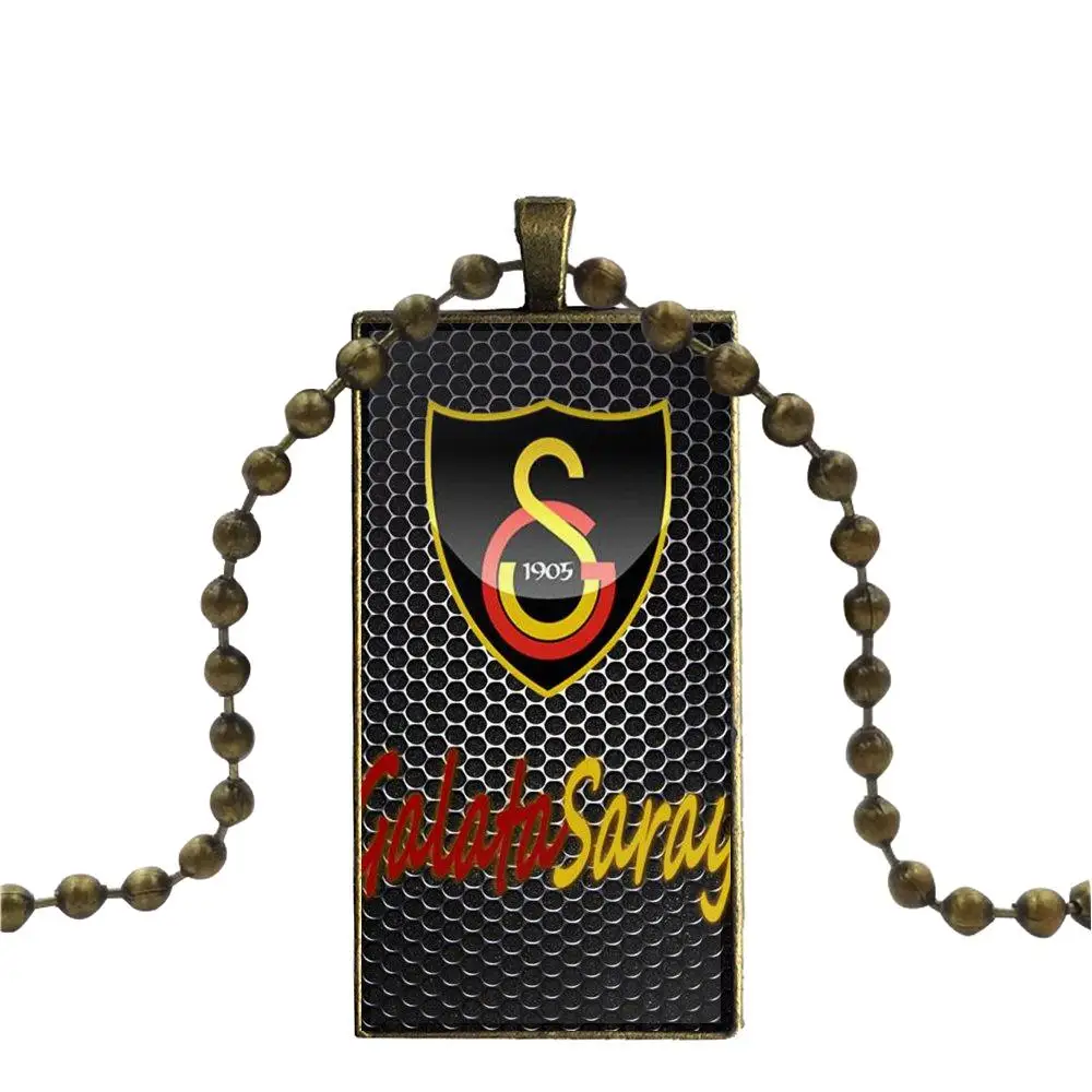 EJ Glaze Galatasaray Logo For Women Christmas Gift Glass Cabochon Pendant Necklace Rectangle Fashion | Украшения и аксессуары