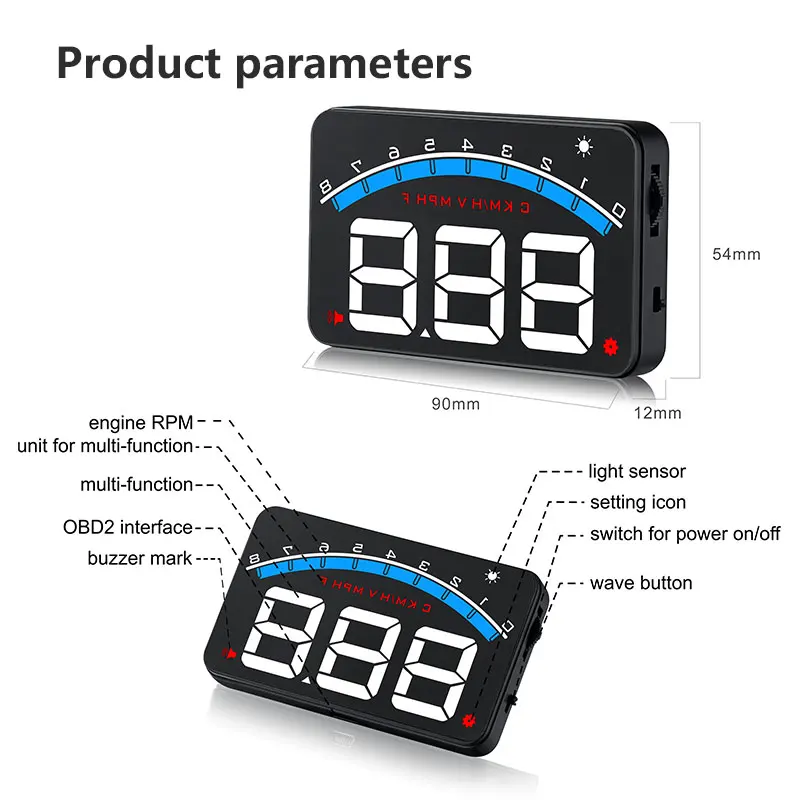 Проектор автомобильный OBD2 3 5 дюйма цифровой|Проекционный дисплей| |