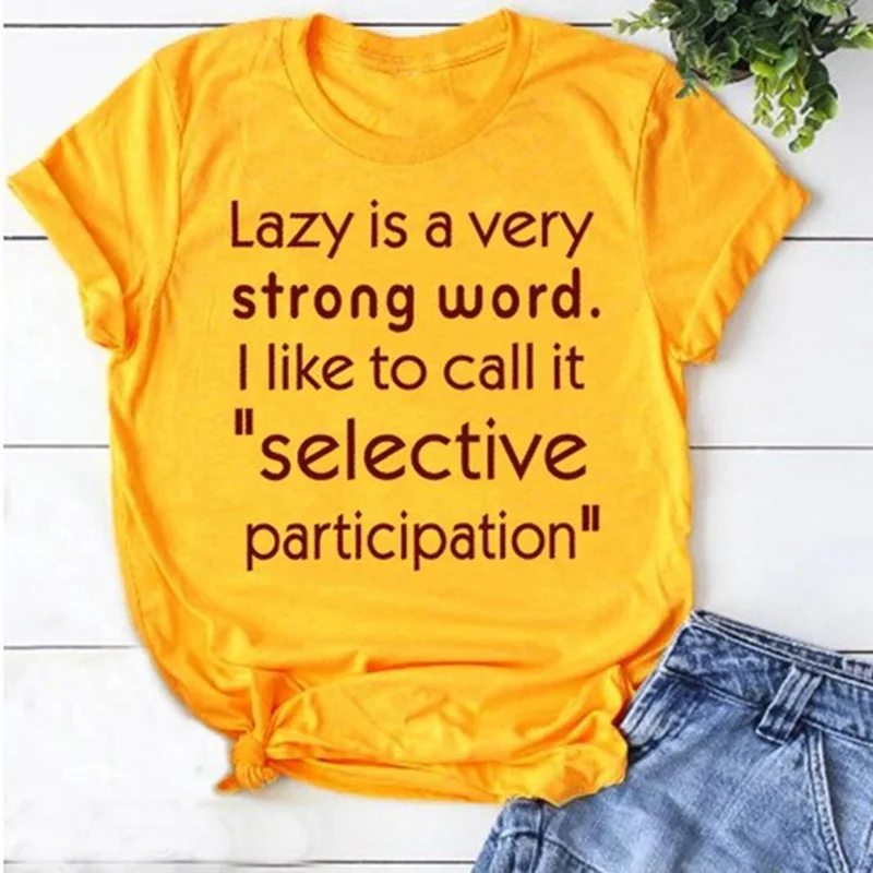 Футболка с надписью LAZY IS A STRONG летняя футболка короткими рукавами в Корейском