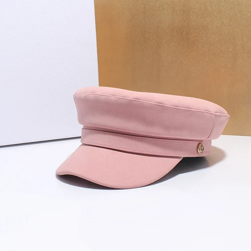 Pink Новая Осенняя женская шляпа из искусственной кожи в стиле милитари, модные зимние шляпы для женщин с плоским верхом, темно-синяя черная шапка, женские шапки Newsboy - Цвет: Pink