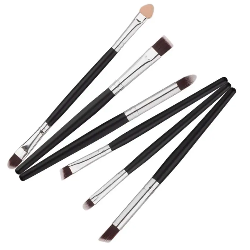 6 шт./компл. черный Pro набор кистей для макияжа Make up Косметика Кисть подводки глаз