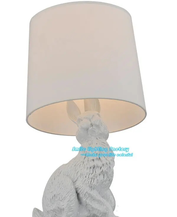 Modern Poly Resin Fabric Shade Rabbit Table Lamp Classical Desk Bedside Luminaria de mesa Lights Fixture Black White E27 |