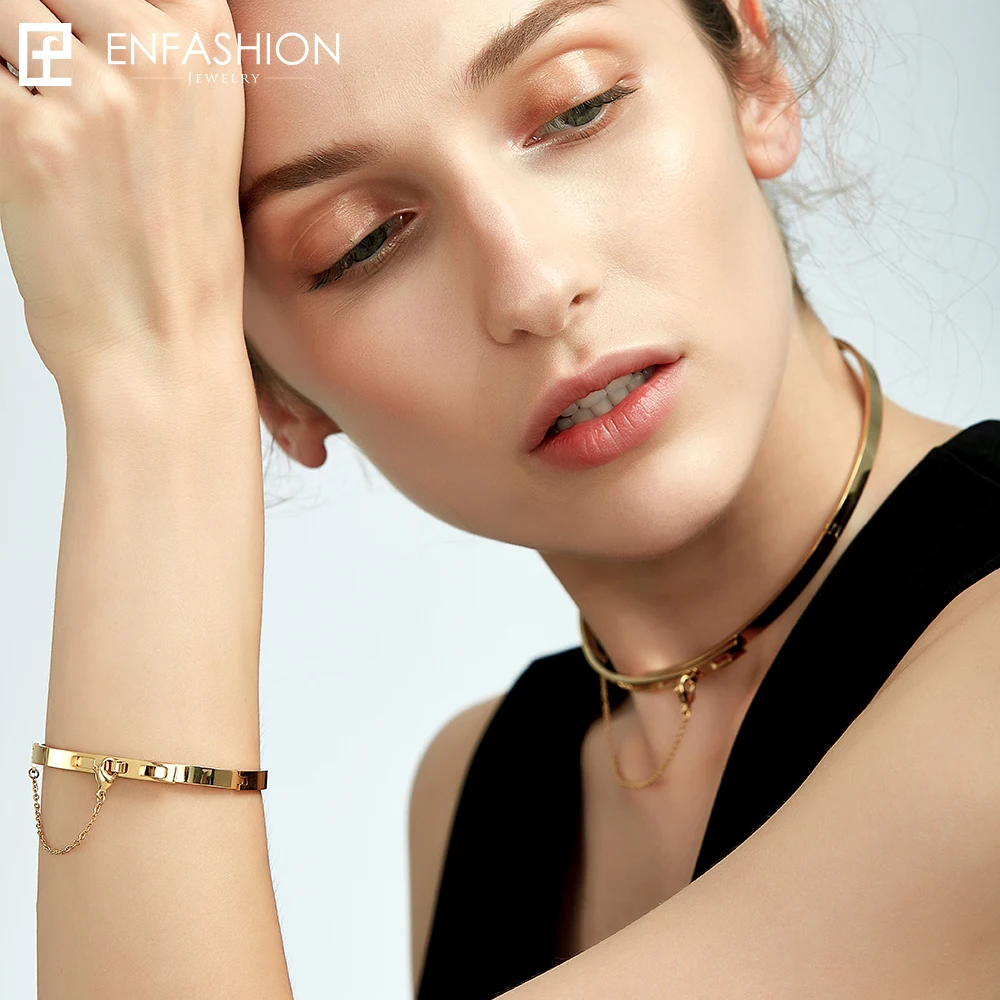 Enfashion безопасный Браслет-манжета с цепочкой Noeud нарукавная повязка золотого цвета браслет на запястье для женщин браслеты Manchette Браслеты Pulseiras