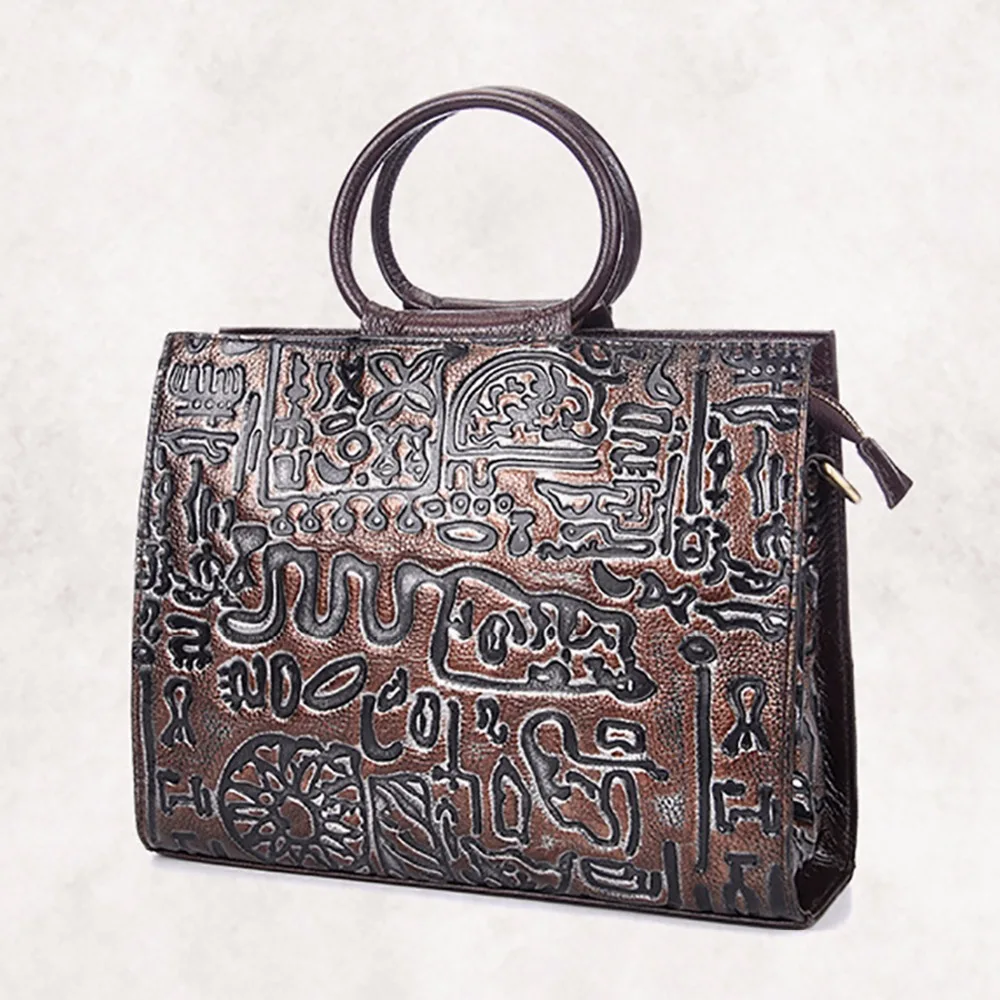 Высококачественная женская сумка из натуральной тисненой кожи известного