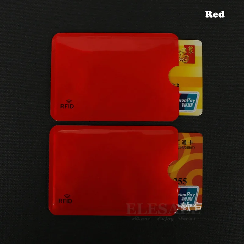 Красный 10 шт цветные анти-сканирующие RFID карты рукава Кредитная банковская карта анти-магнитный протектор алюминиевая фольга портативный банковский держатель для карт - Цвет: Красный