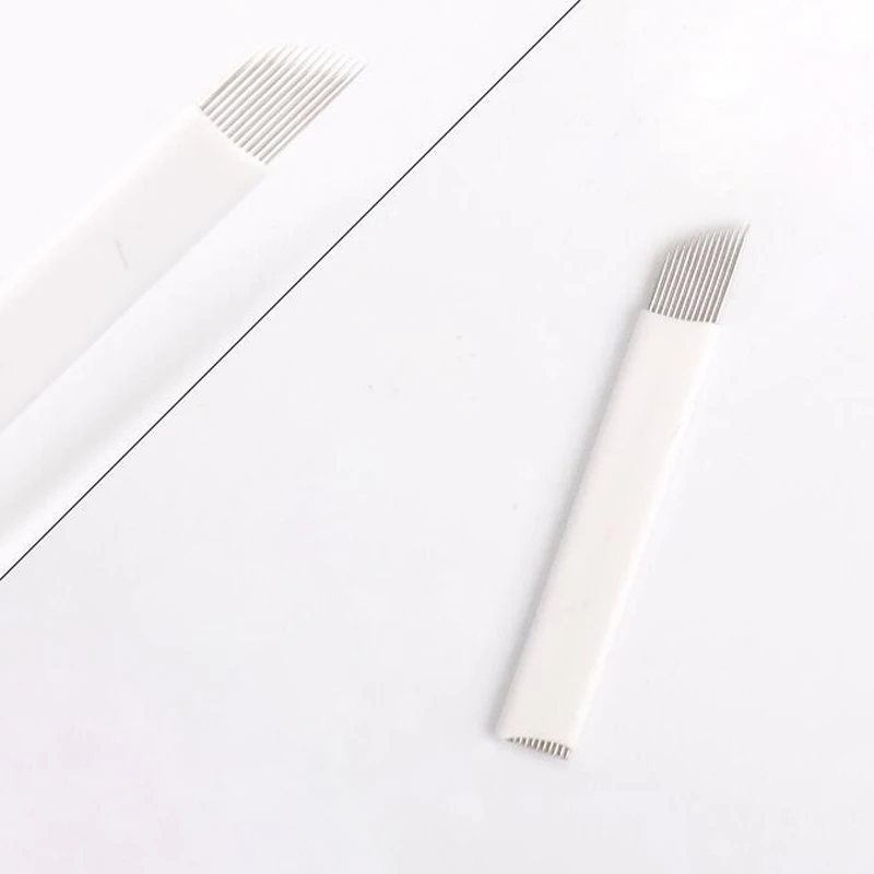 

10pcs/lot Permanent Makeup Supplies Microblading Needles 7/9/11/12/14 Pins Disposable Tattoo Needles Shading Blades for Eyebrow