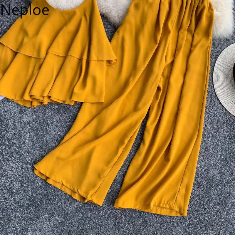 Neploe/женские комплекты из двух предметов однотонная шифоновая кофта с двойными