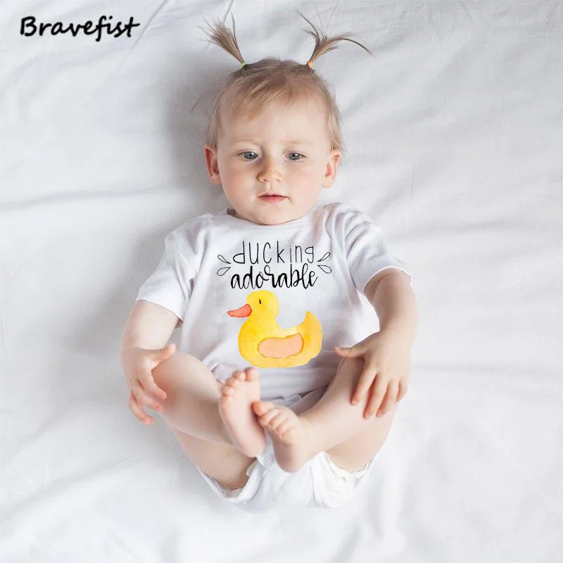 Ducking-monos de estilo de dibujos animados para beb&eacute;, Ropa de verano para ni&ntilde;a y ni&ntilde;o, Body para beb&eacute;, trajes para ni&ntilde;os de 0 a 24 meses-2