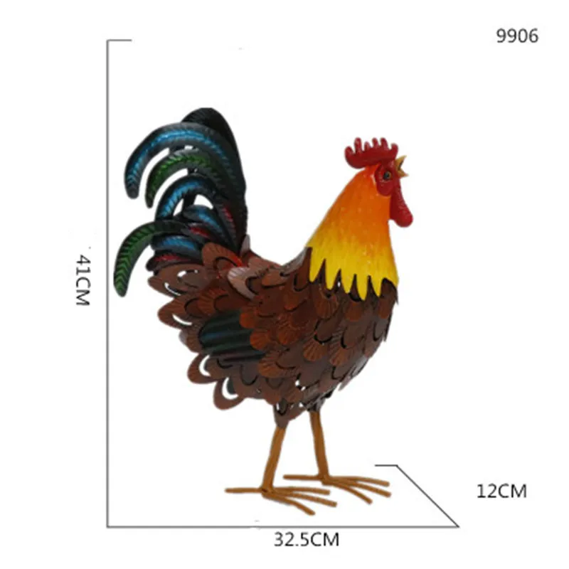 

Iron Simulation Cock Ornaments Animal Garden Creative Home Decoration Outdoor Balcony Villa Garden Feng Shui Furnishings M1716