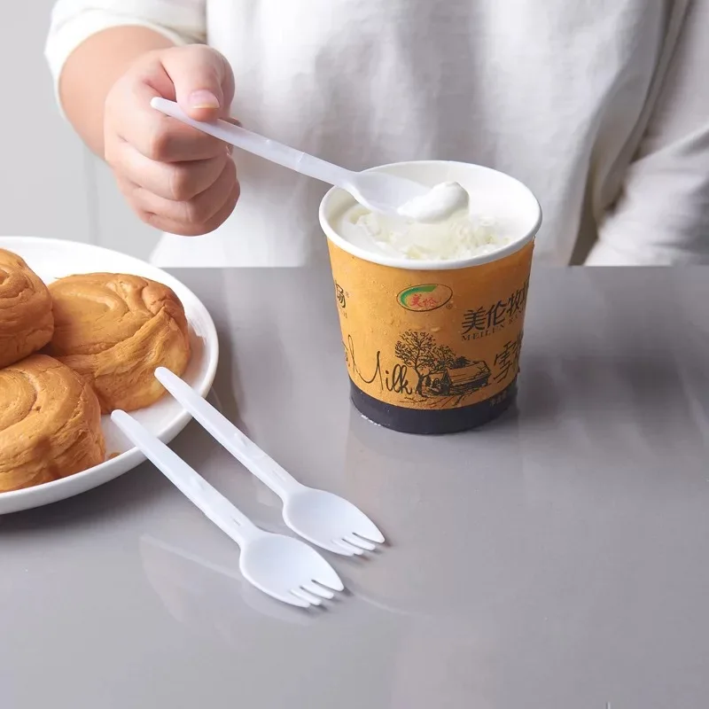 6000 шт./лот пластиковые Совок складные ложка и вилка мерная Вилка для мороженого