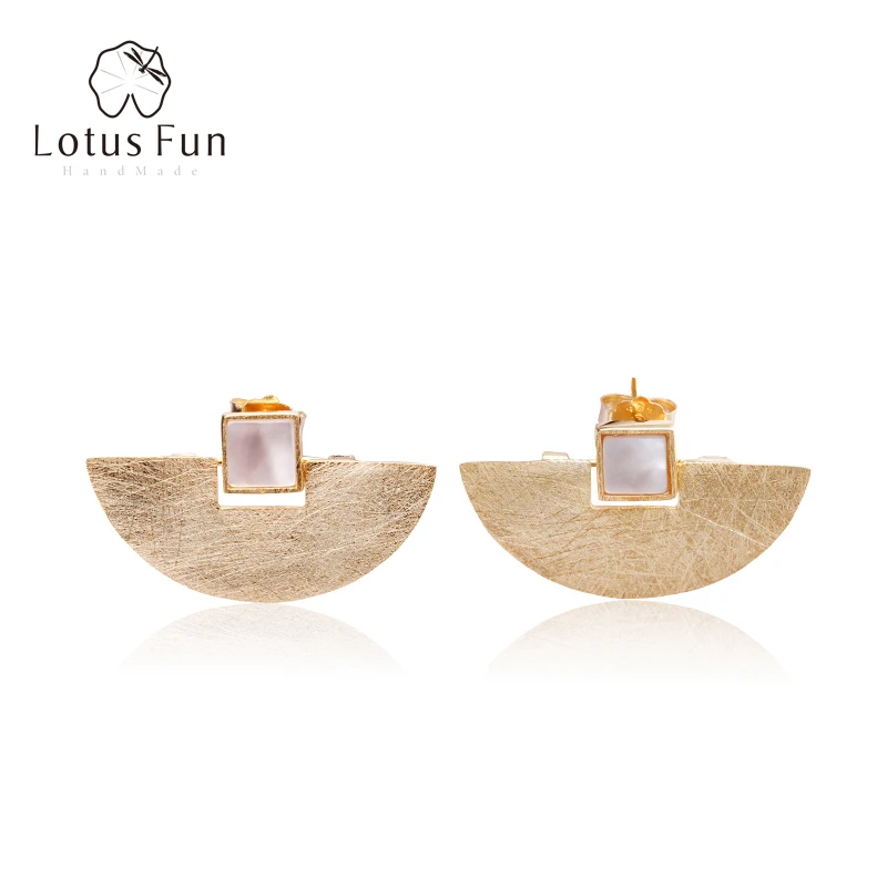 Lotus Fun Real 925 Sterling Silver Natural Stone Handmade Fine Jewelry Vintage Luxury and Simple Stud Earrings for Women Brincos | Украшения