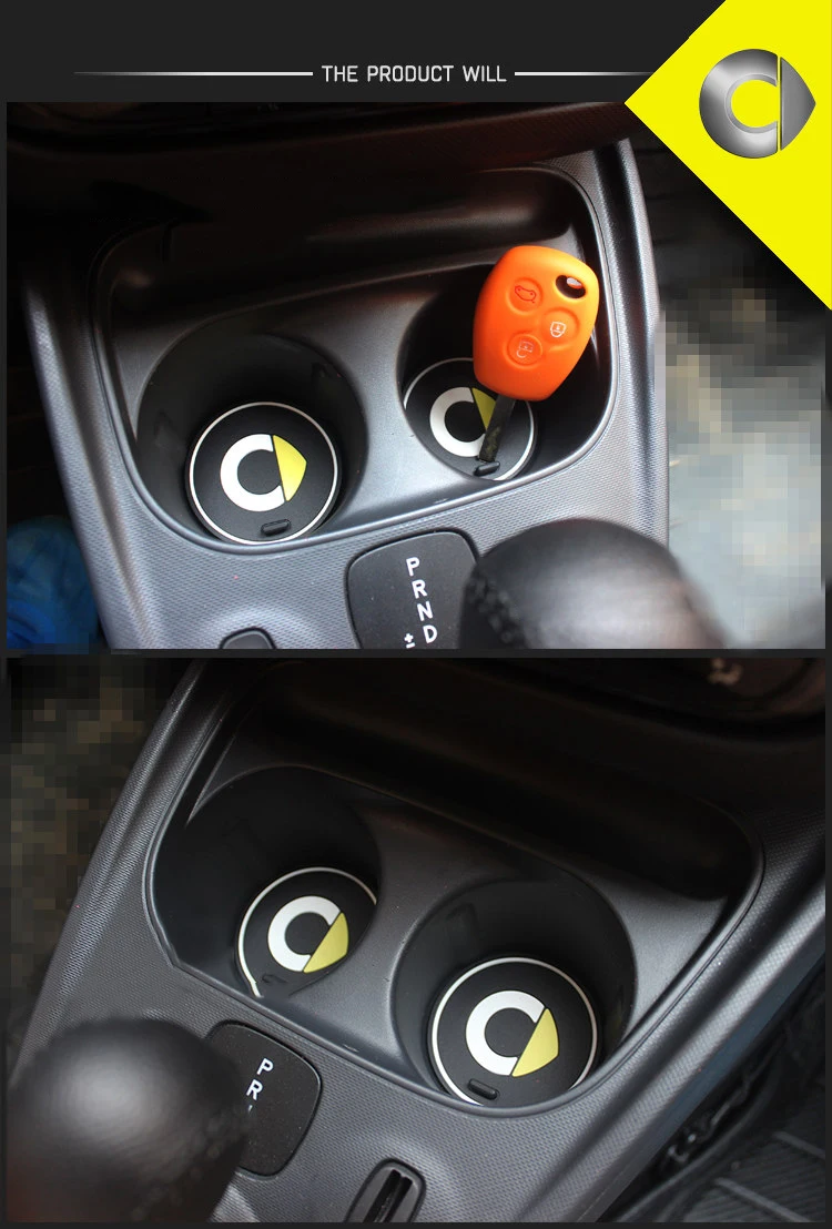 Нескользящие Коврики для чашек Smart Fortwo Forfour 453, флуоресцентные Чехлы для хранения логотипов, противоскользящие Чехлы, украшение интерьера, стиль автомобиля