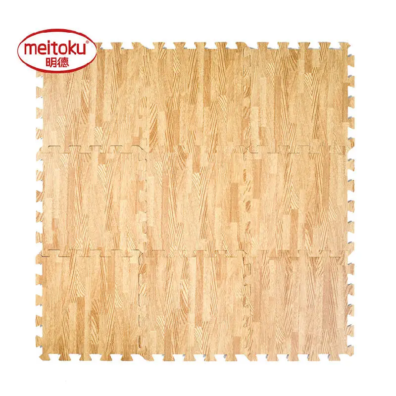Meitoku детский коврик-пазл из пены EVA/9 шт. деревянный напольный коврик, каждый 30 см X 30 см X 1 см = 1" X 12" X3/8"