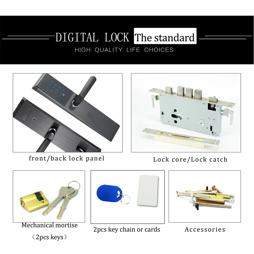 Electronic Smart WIFI Remote Bluetooth Password Door Lock Digital Keypad Door lock Unlock With TTlock APP, Code,M1 Card, And Key