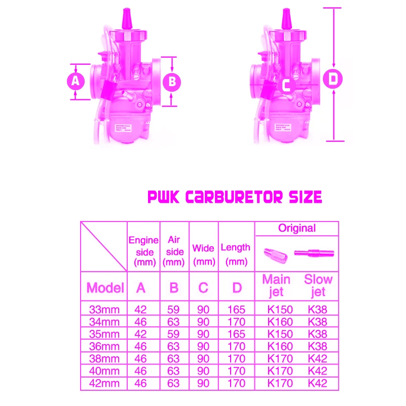 PWK гоночный карбюратор 33 34 35 36 38 40 42 мм мотоцикл Carb универсальный для Dirt Bike Мотокросс Картинг. Мопед Скутер ATV Quad