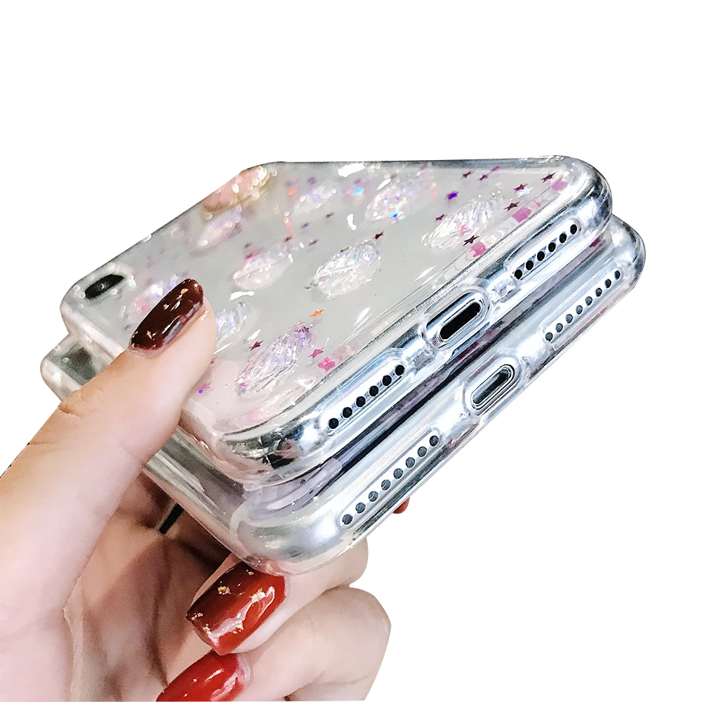 NYFundas Luxury Conch Shell For iPhone 8Plus 7 6 S Plus X 10 Case Silicone Soft Back Cover Fashion Clear Accessory Smartphones |