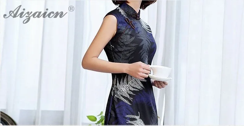 Восточные винтажные Длинные Cheongsam современные хлопковые льняные Qi Pao женские китайское традиционное платье QiPao художественный стиль печати платья