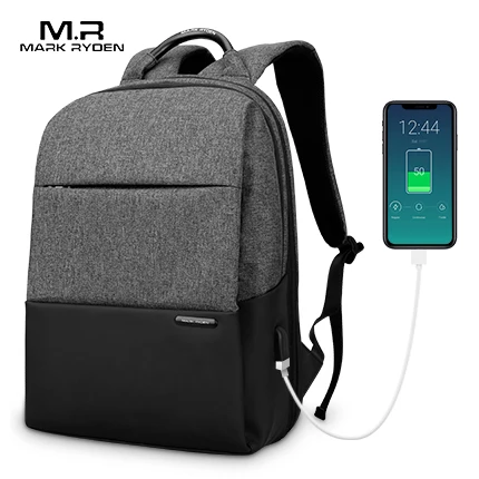 Mark Ryden мужской рюкзак большой емкости для подростков, мужской рюкзак Mochila с защитой от воров, рюкзак для ноутбука с usb зарядкой 15,", водонепроницаемый - Цвет: contrast gray