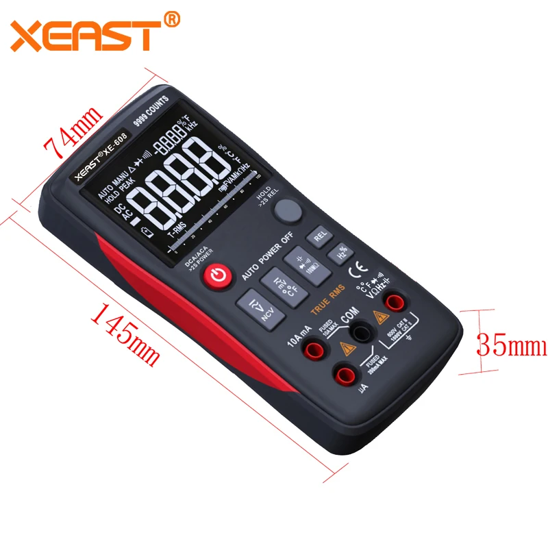 Lightning Delivery XL со склада в России и по всему миру XE-608 Цифровой мультиметр True-RMS Кнопка 9999 отсчетов