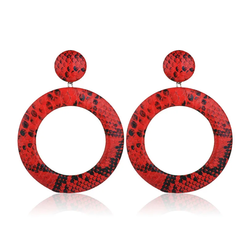 Женские серьги-пусеты Круглые из змеиной кожи винтажные модные праздничные