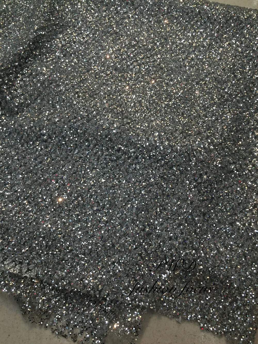 

Silver Glitter Net Yarn Bronzing Spray Powder Sequin Transparent Gowns Tulle Mesh Fabric for Women Dress Clothing