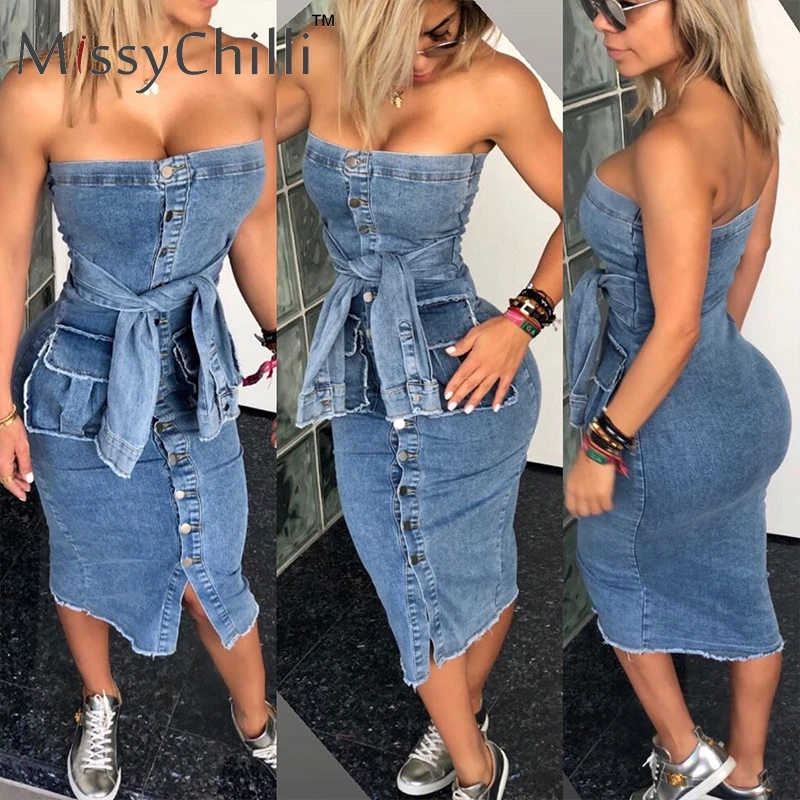 MissyChilli с открытыми плечами облегающее синее джинсовое платье для женщин размера плюс осеннее элегантное платье для женщин вечерние платья из джинсовой ткани для ночного клуба
