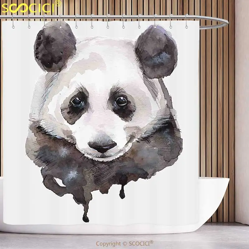Занавеска для душа с животными акварелью милой пандой медведем азиатской дикой