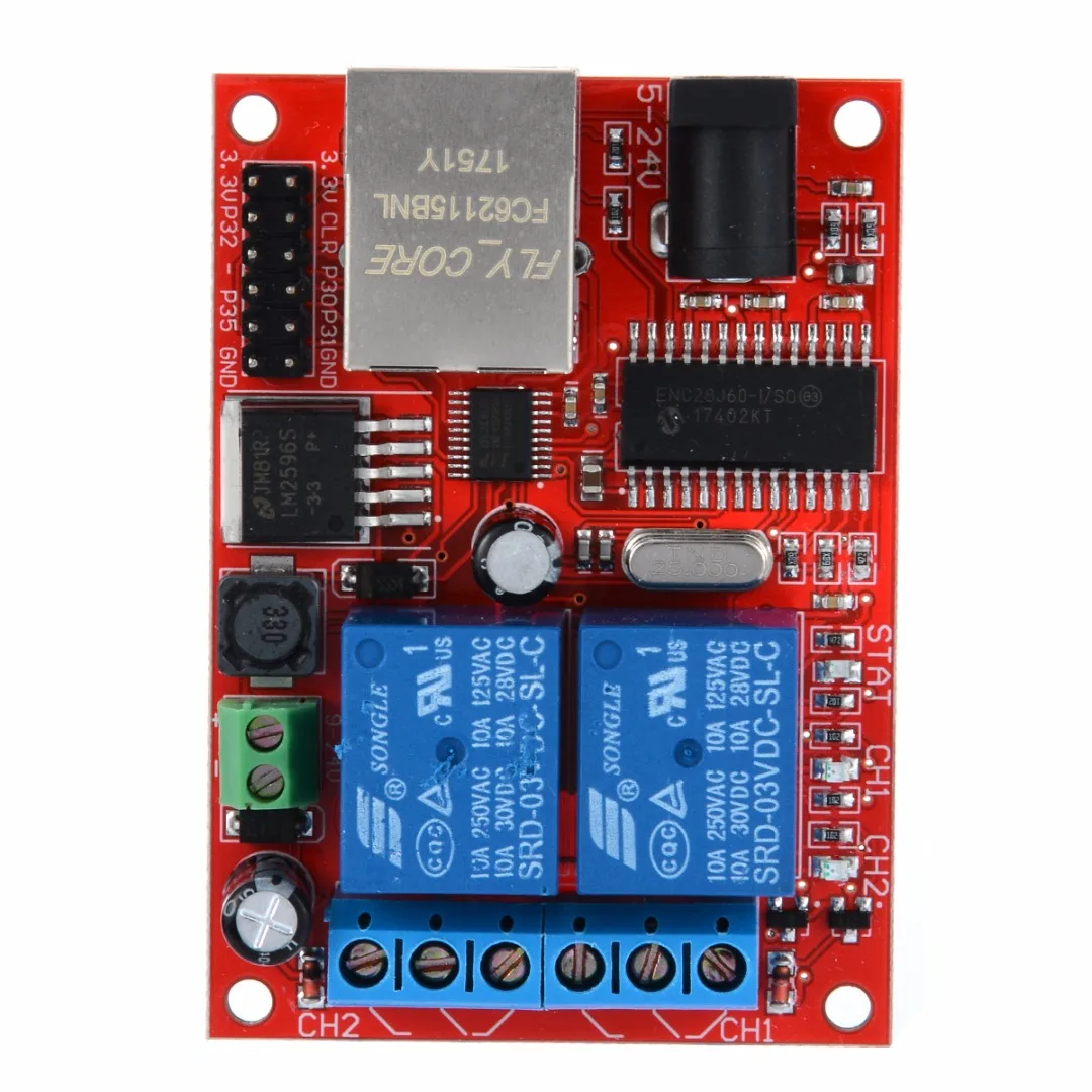 Ethernet 2-полосная задержки модуль реле коммутатор Ethernet TCP/UDP модуль контроллера веб сервер 70x50 мм