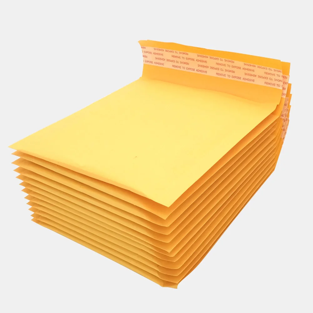Желтые пузырчатые пакеты 5 шт. курьерские из крафт бумаги для хранения пузырчатой