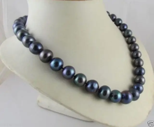 

Women Gift word Love real real@@@@@9--10MM BLACK TAHITIAN PEARL NECKLACE 18" african beads indian dubai