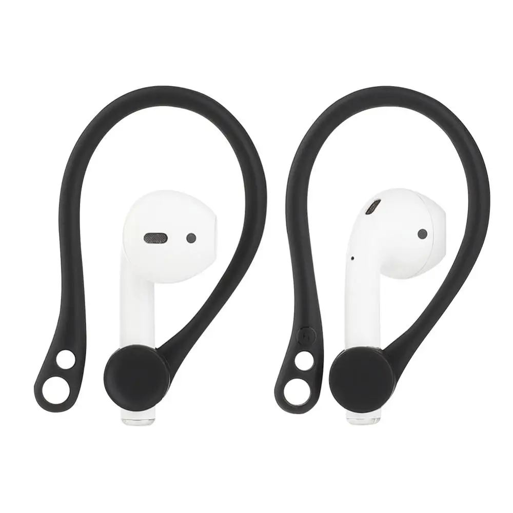 Защитный держатель для Apple Airpods Hook безопасная фиксация беспроводных наушников Силиконовый Чехол air pods аксессуар Спорт анти-потеря Заушник - Цвет: High quality black
