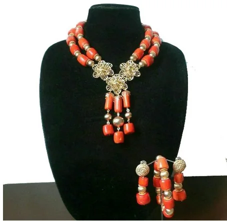 Красные африканские бусы Роскошные Дубай золотые смелые массивные ожерелья