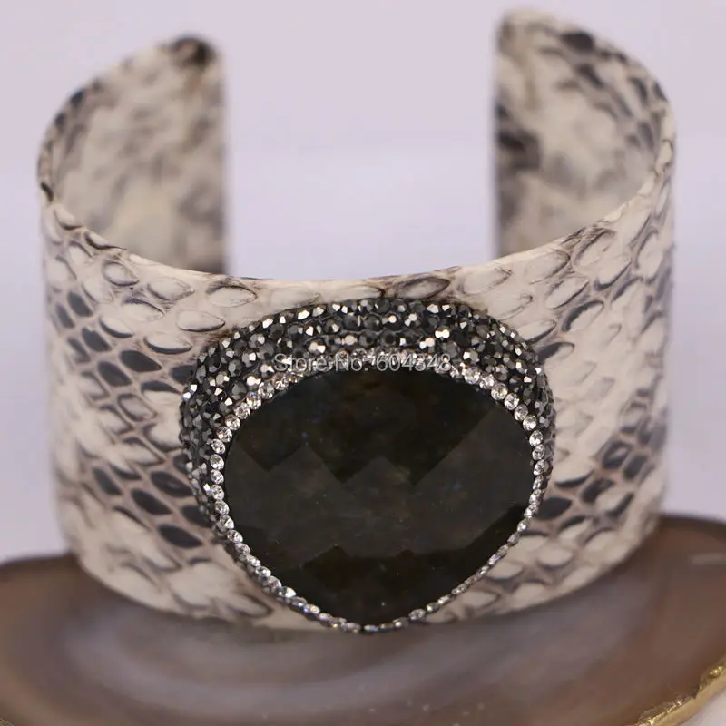 3 шт. натуральный Лабрадорит Драгоценный Камень Браслет из змеиной кожи ширина 40