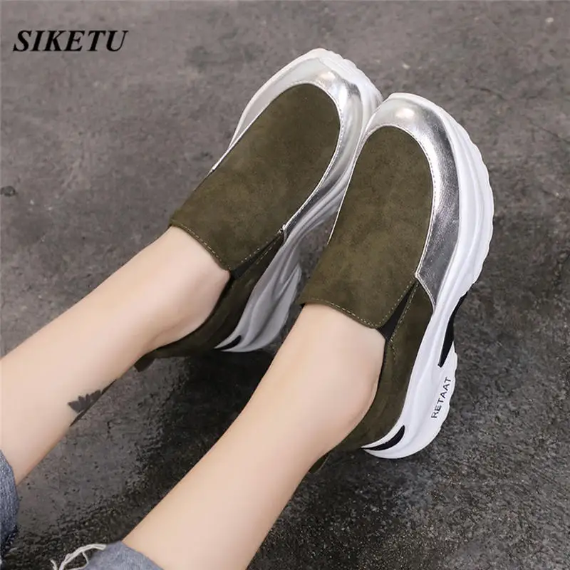 Повседневная женская обувь увеличивающая рост на платформе с закругленным