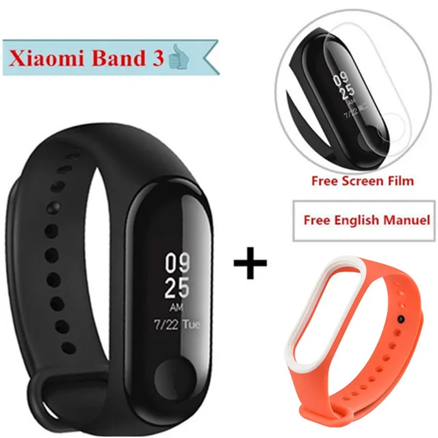 Add orange-white Xiaomi mi Band 3 умный Браслет Водонепроницаемый отчет о погоде mi Band 3 водонепроницаемый АОН OLED экран умный Браслет mi band 3 - Цвет: Add orange-white
