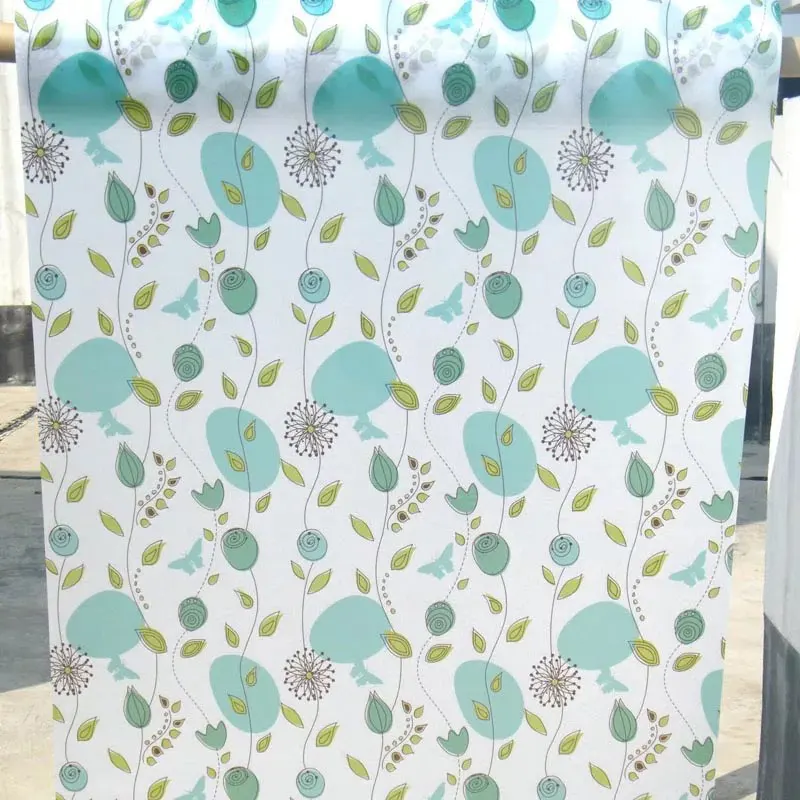 

Green leaves Glass Sticker Stained Window Privacy Film Static bathroom Self-Adhesive Home decorative films 40/50/60/70/80*100cm