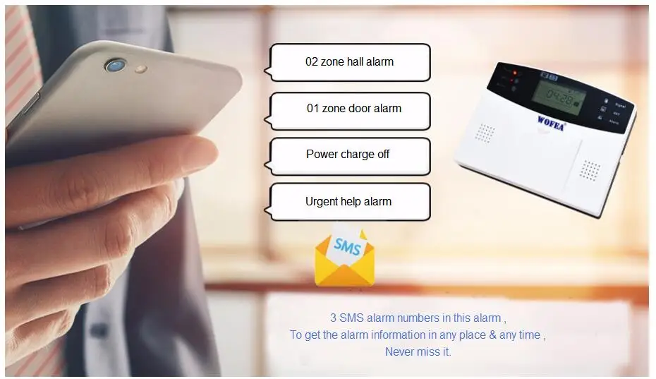 Wofea IOS Android APP управление беспроводной домашней безопасности GSM сигнализация Система Двусторонняя Интерком SMS уведомление для отключения питания
