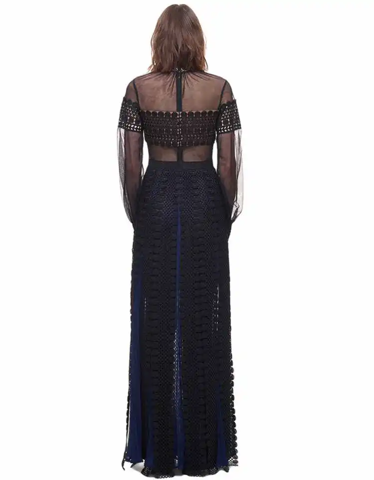 Летнее женское сексуальное кружевное дизайнерское прозрачное длинное