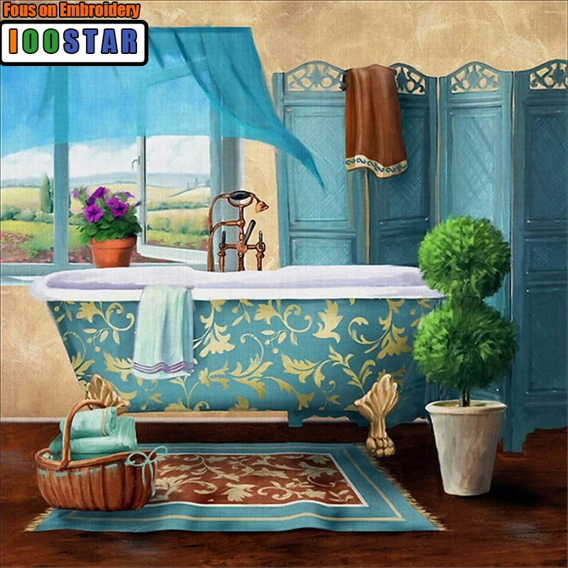 

Full Square/Round Diamond 5D DIY Diamond Painting 'Bathroom' 3D Embroidery Cross Stitch Rhinestone Mosaic Home Decor