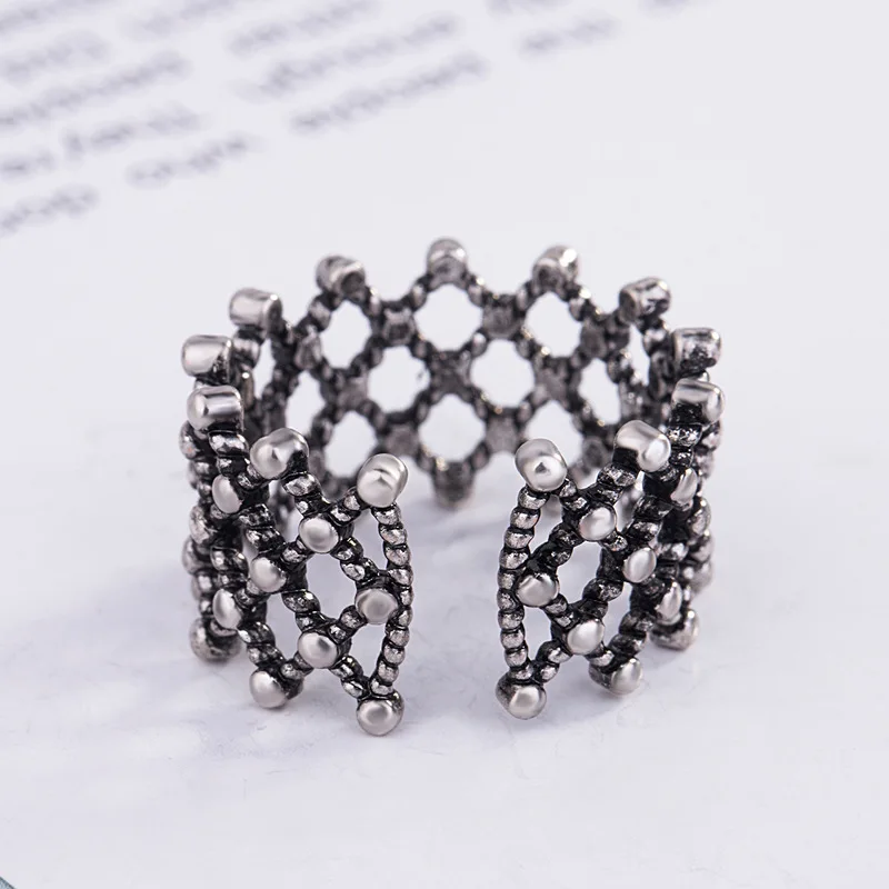 2019 Bijoux серебряный цвет большие полые кольца для женщин подарок дам регулируемый