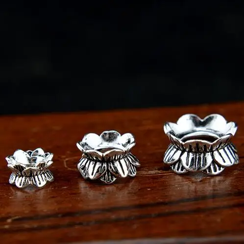 Шапочка для бусин из серебра 925 пробы с символами лотоса|bead caps|flower bead capscap jewelry findings
