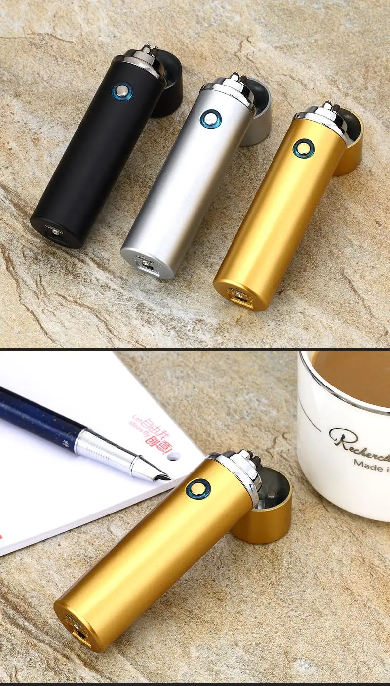 Высокое качество, цилиндрическая USB зарядка, дуговые зажигалки, 6 дуг, Электронная сигаретная Зажигалка высшего класса, сигаретная зажигалка, 10 цветов