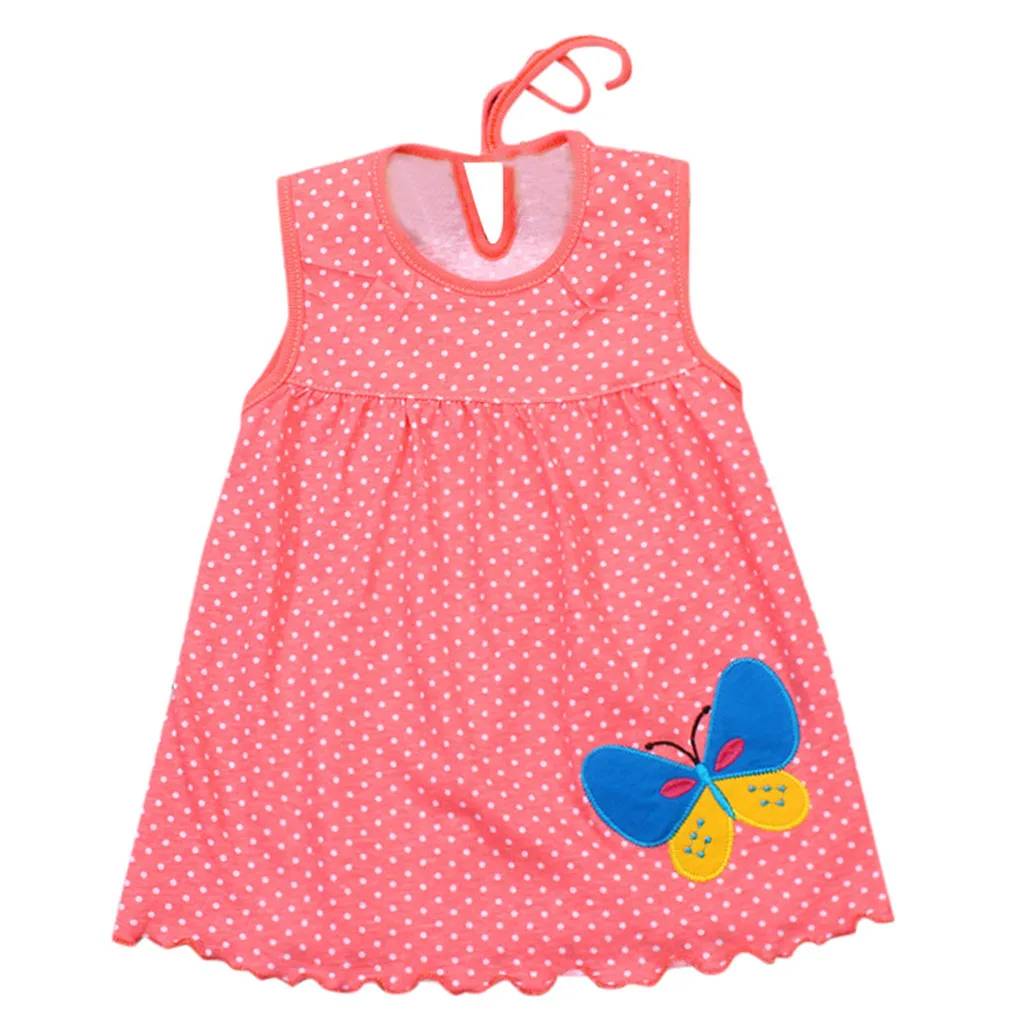 Для малышей летнее платье принцессы для девочек Хлопковая детская вещь в горошек