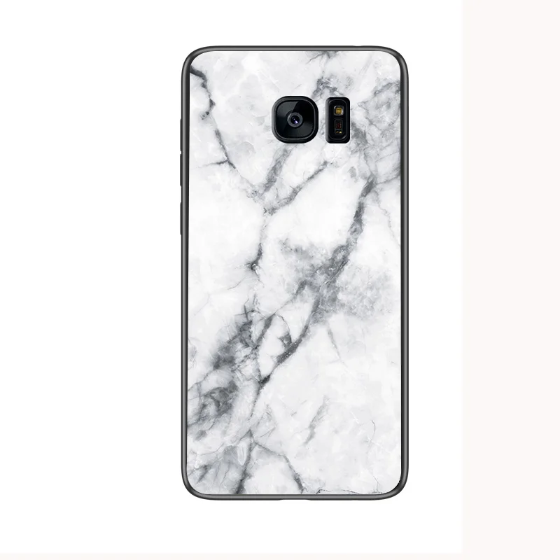 style 01 Для samsung Galaxy S7 edge чехол Роскошный Мраморный зернистый жесткий закаленное стекло защитный чехол на заднюю панель для samsung S7 S7edge оболочка - Цвет: style 01
