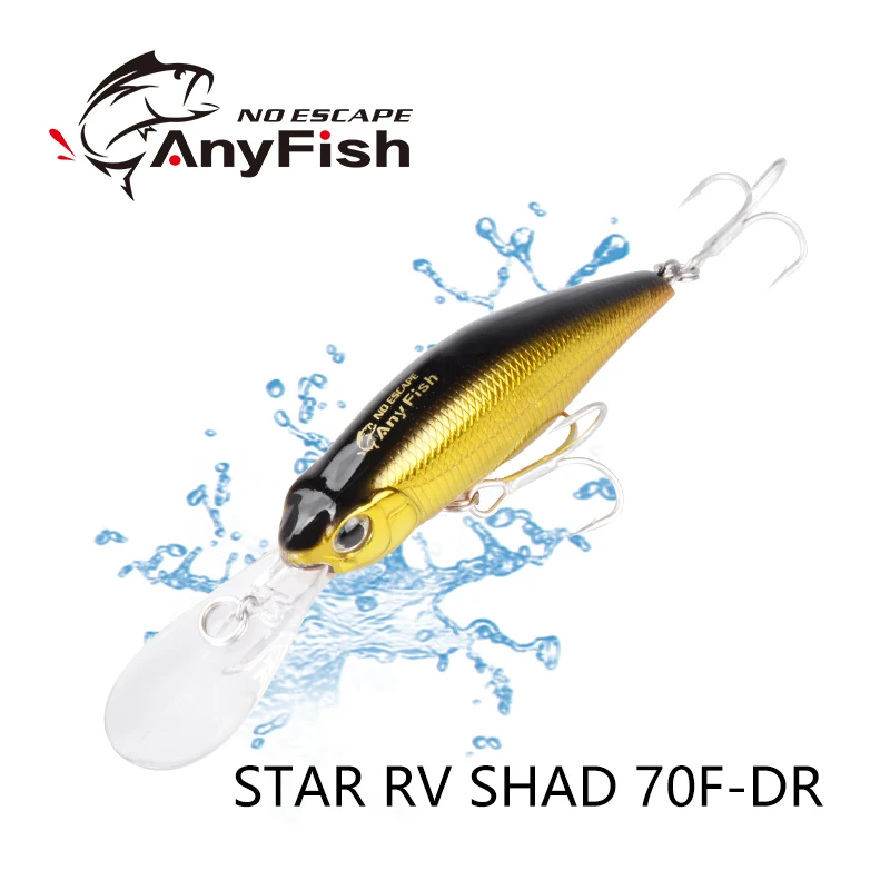 

ANYFISH STAR RV SHAD 70F-DR плавающая приманка для рыбалки 7 см 9,8 г жесткая приманка с 3D глазами искусственная приманка с 2 крючками глубина погружения 2-2,5 м