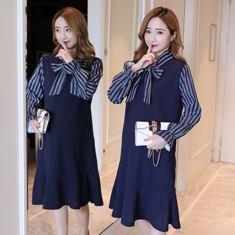 Платье для беременных зимнее платье с длинными рукавами женщин оборками осени и