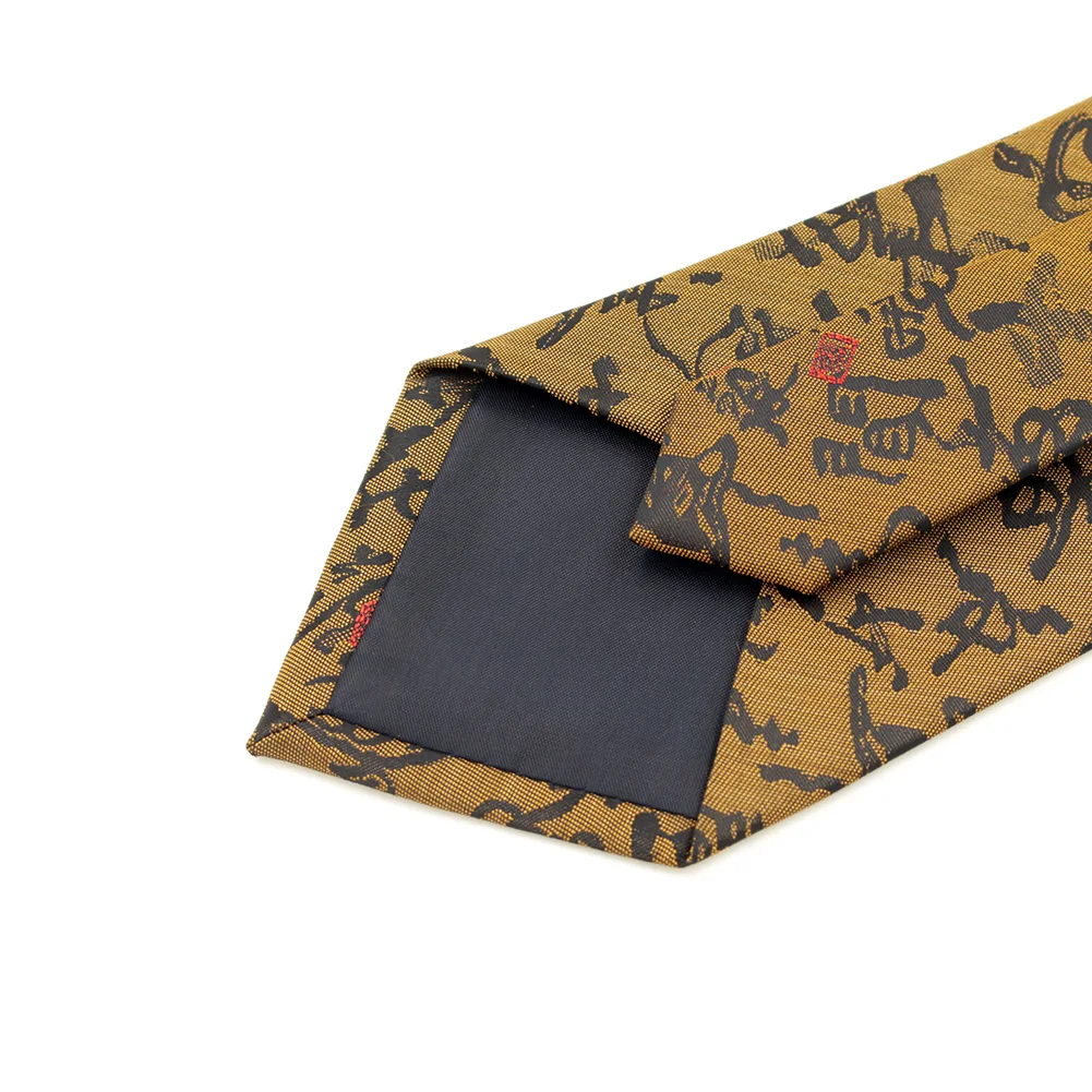 9 см Ширина принтинг китайский Стиль кисть почерк буквы галстуки с принтом для